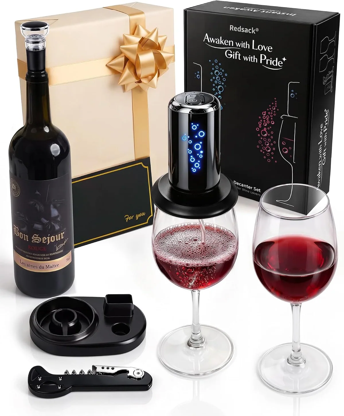 Redsack Electric Wine Aerator Decanter Set, 8 Pieces